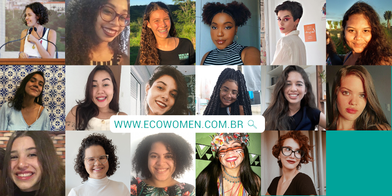 Photo collage of photos of all the ecowomen youth embassadors from 2020.