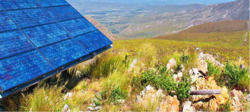   Solar panel in an isolated landscape.
