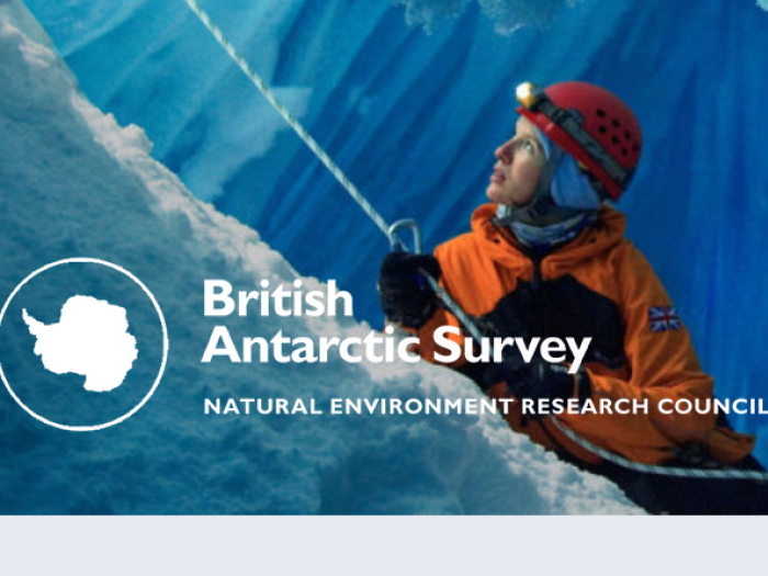 screenshot of British Antarctic Survey's homepage that says "Natural Environment Research Coucil"