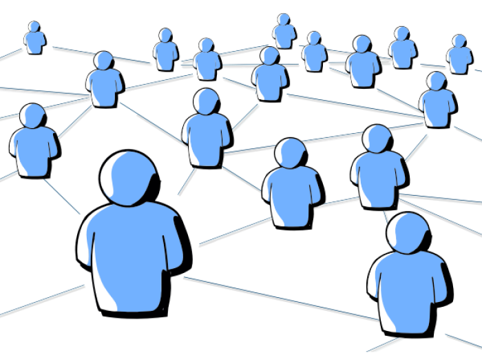 Graphic of a network of people. 