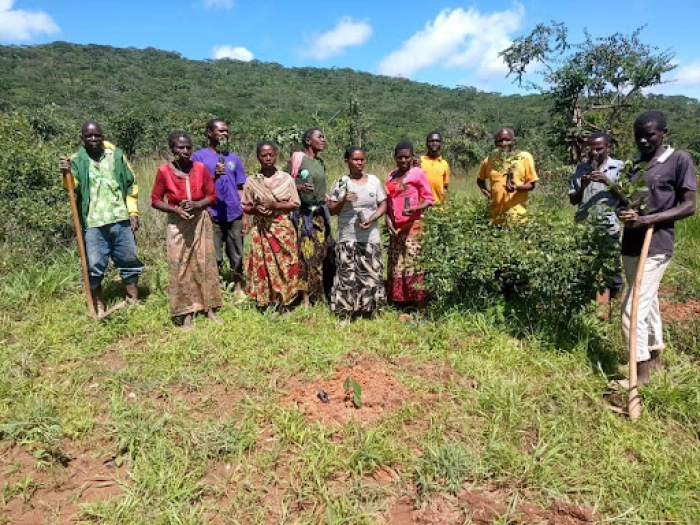 A group of men and women farmers in Malawi. 